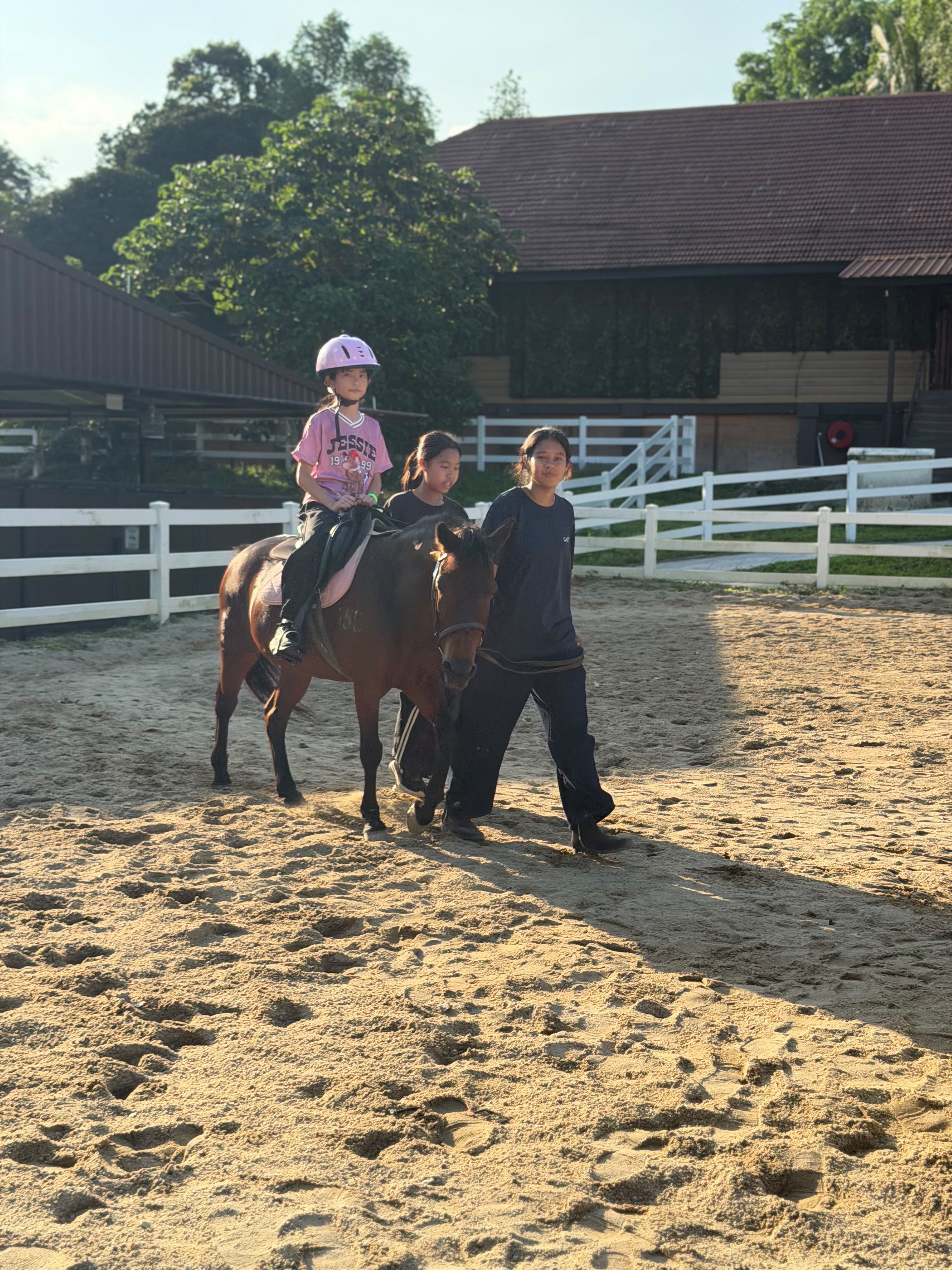 A child enjoying a pony ride at Gallop Jackuda