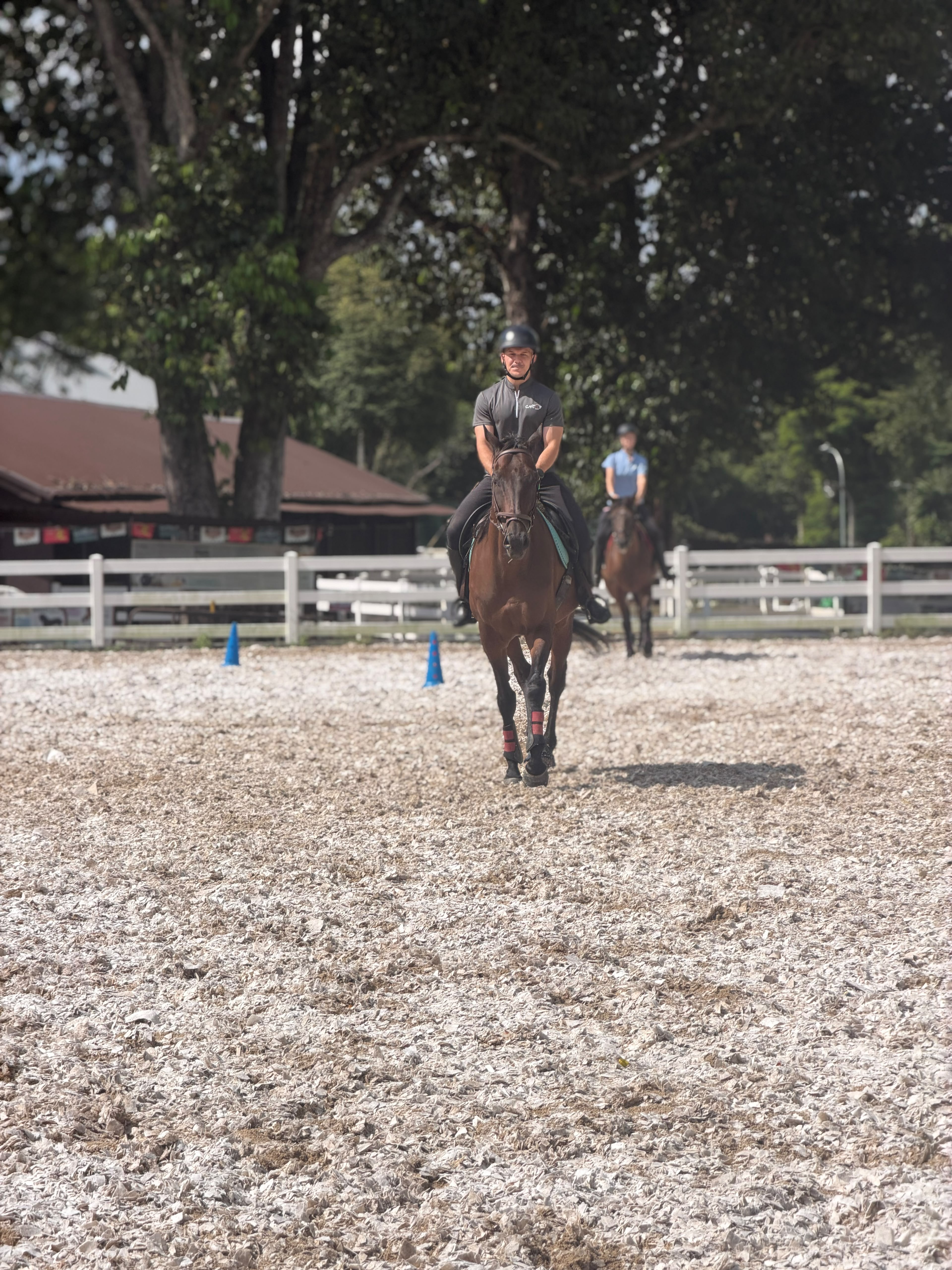 A student practising riding skills