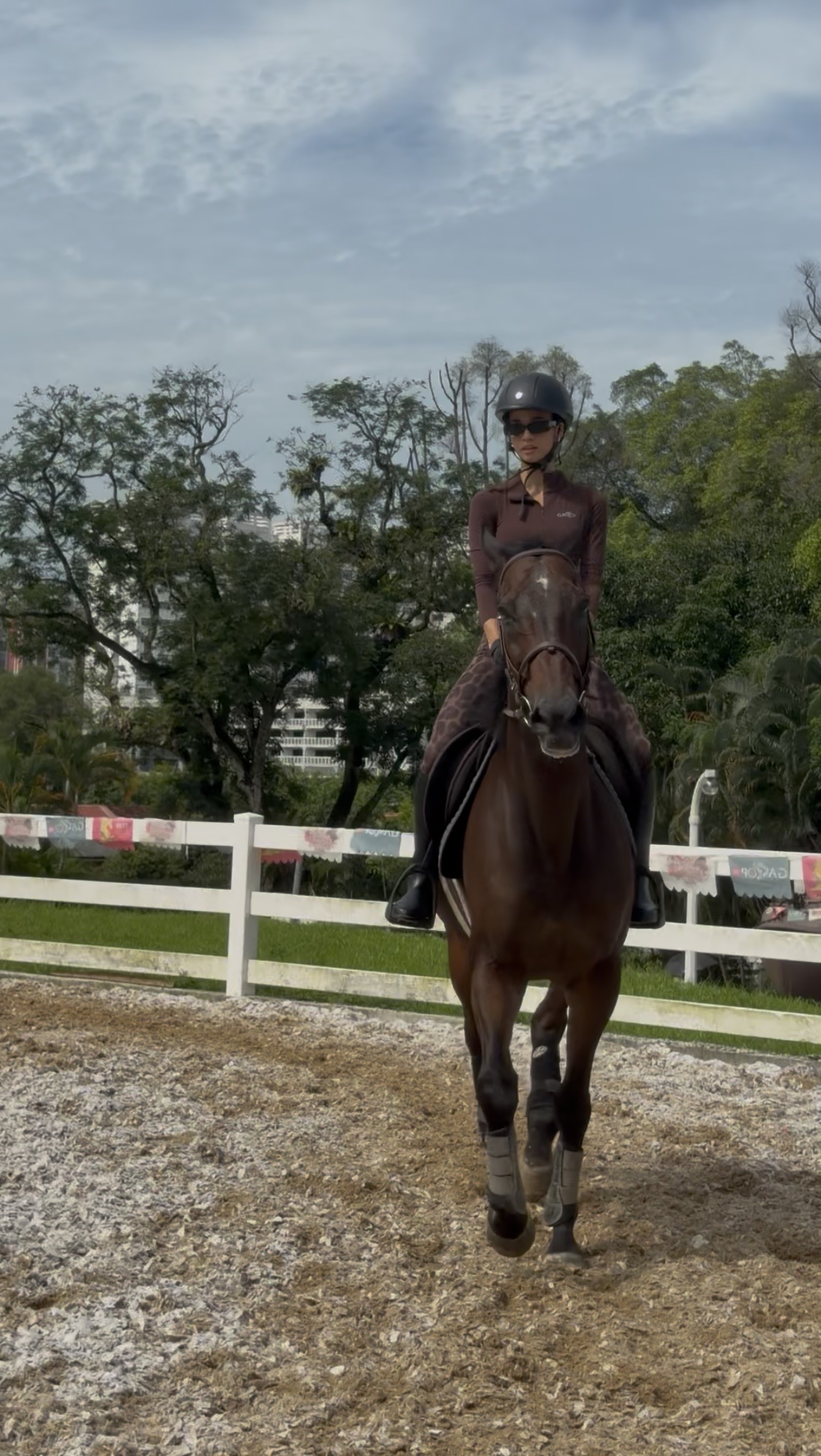 A horse riding lesson for young riders
