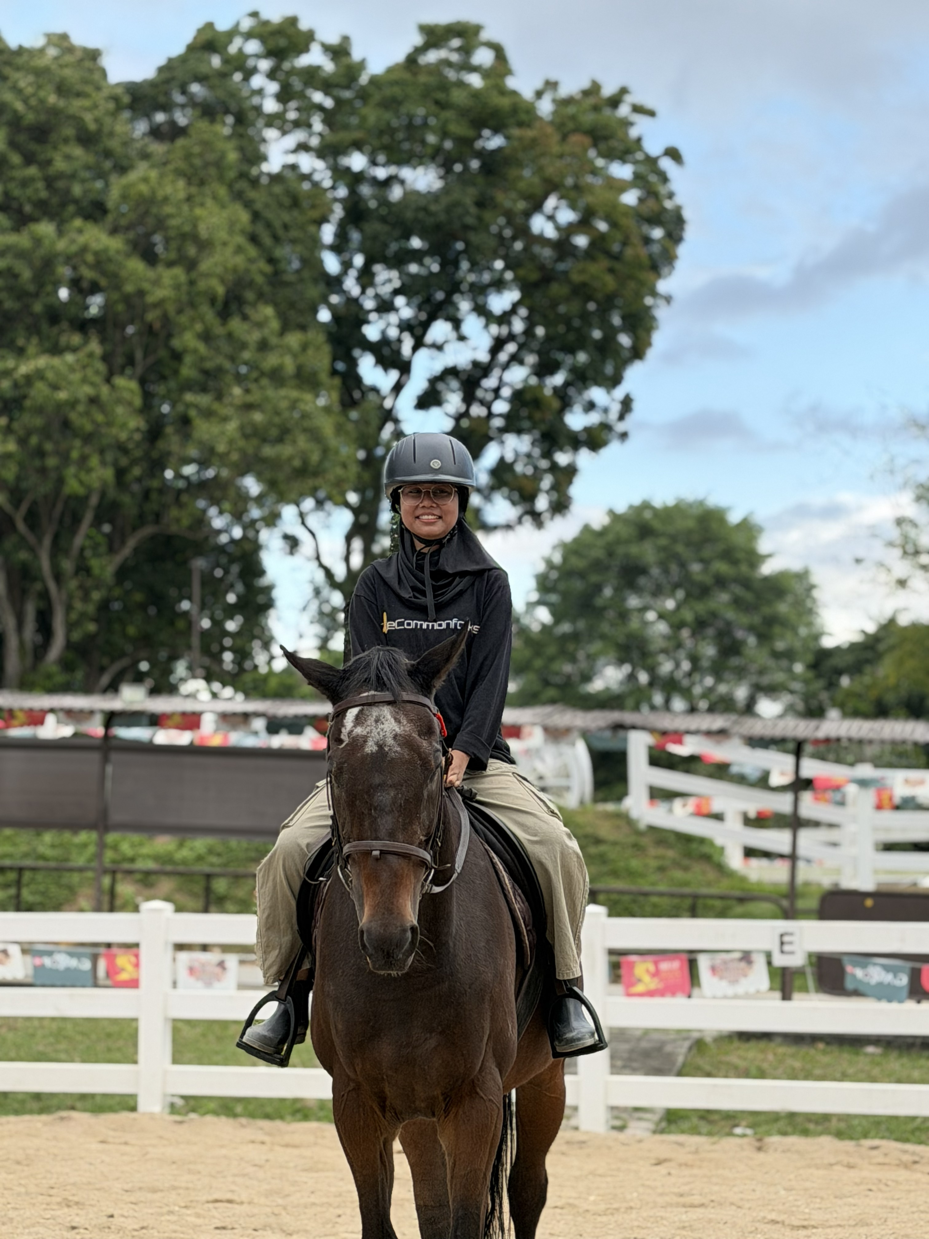 A guided horse riding class