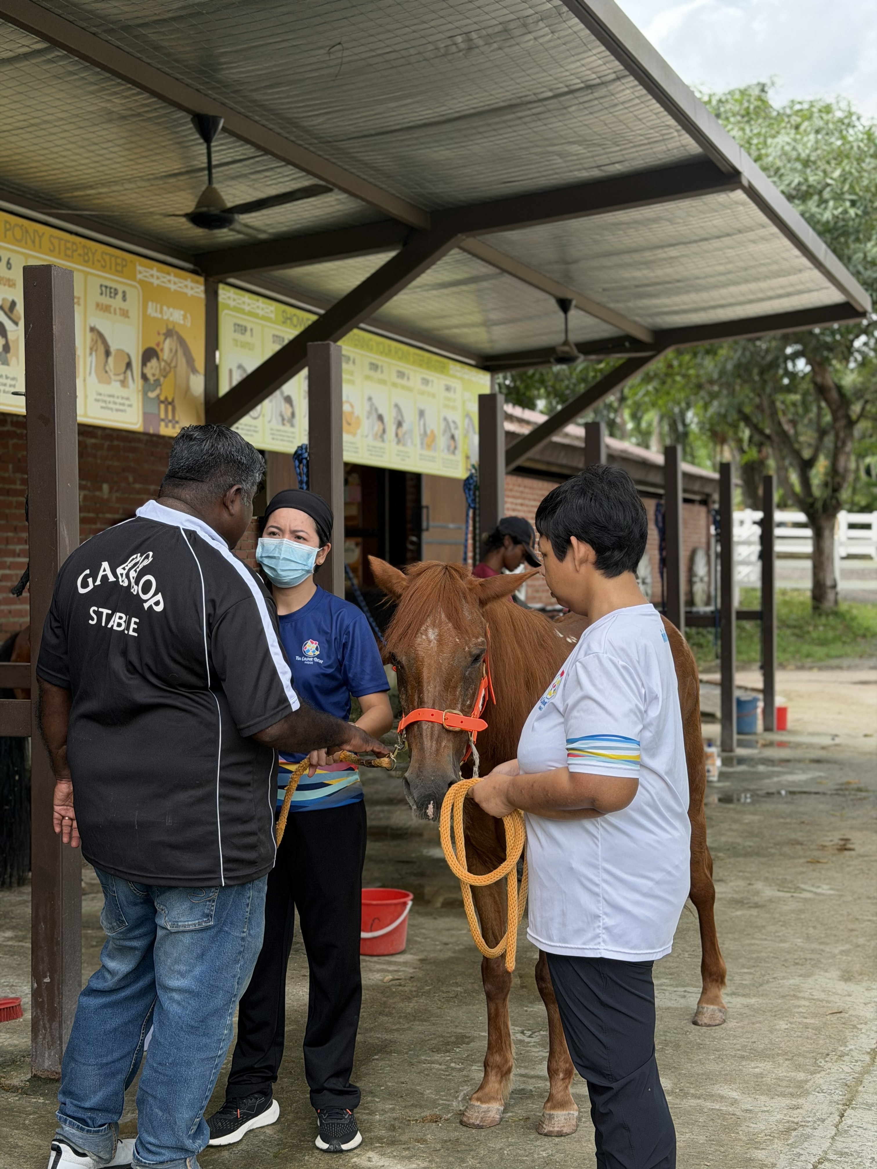 A participant connecting with a horse during Gallop Cares