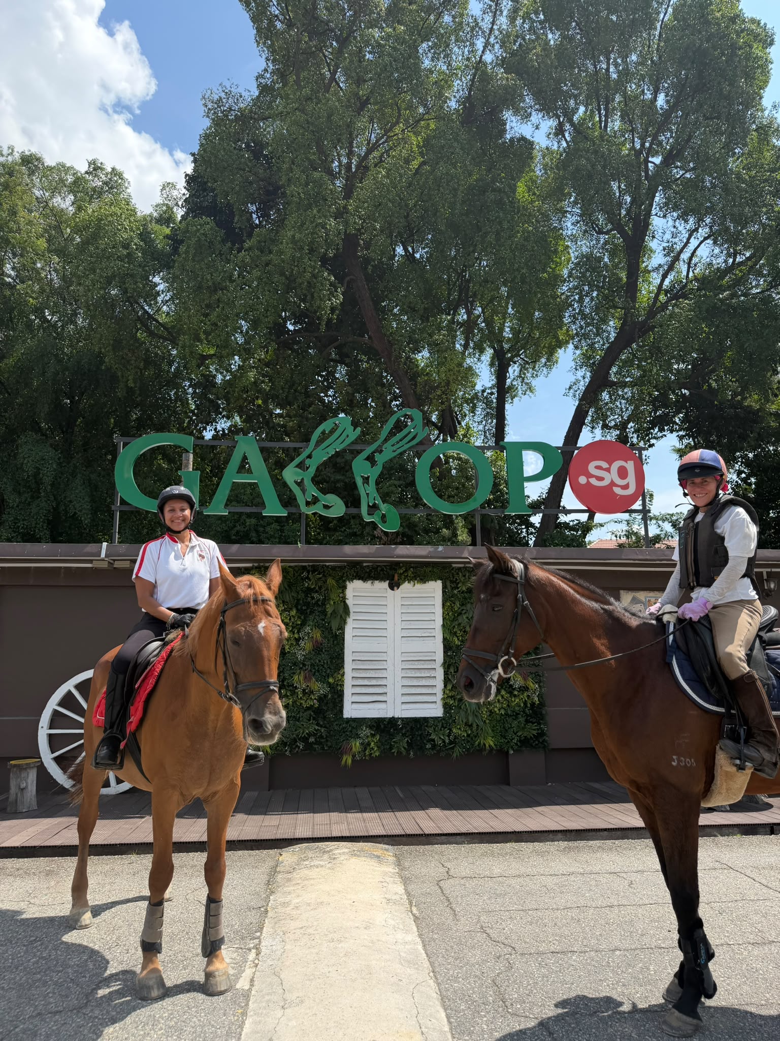 Young riders and the Gallop Stable team with their horses