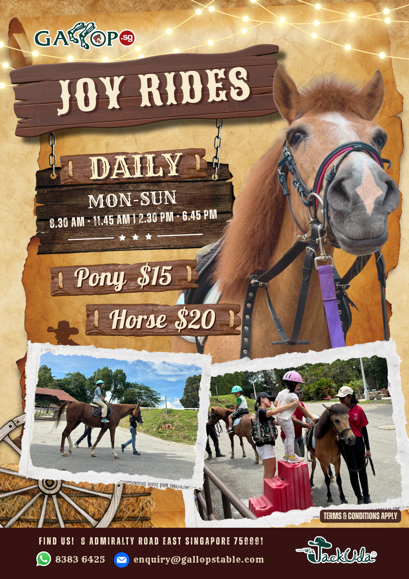 Gallop Jackuda pony rides and feeding package poster