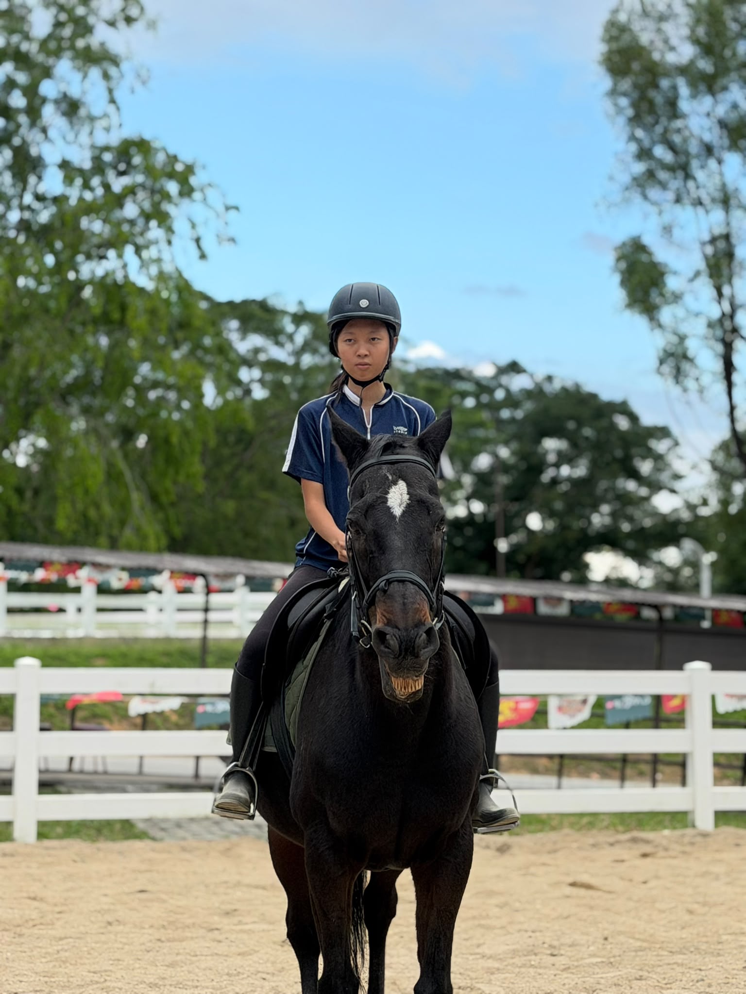 A rider practising during a guided lesson